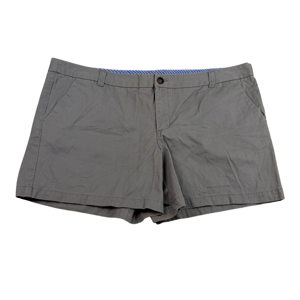 Merona Womens Gray Cotton Chino Shorts Size 18 Solid Flat Front Casual Summer